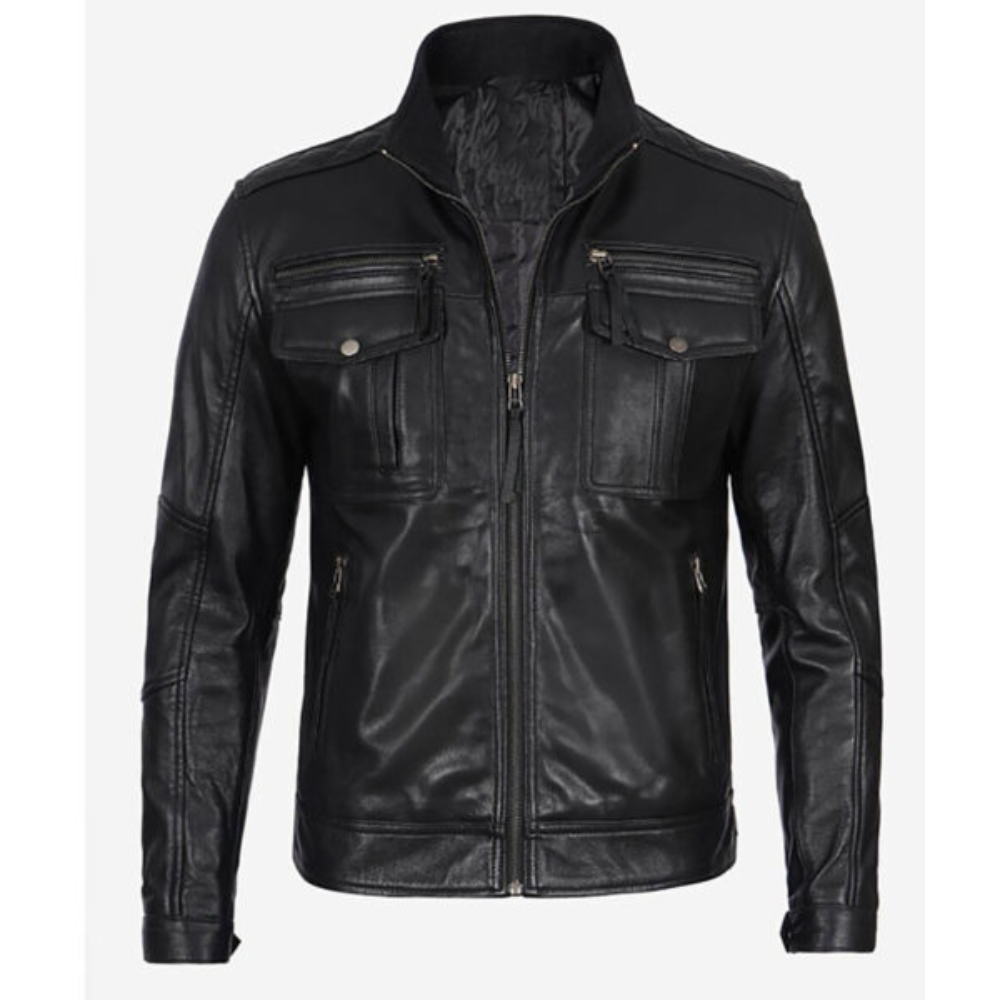 Men’s Cafe Racer Leather Black Jacket