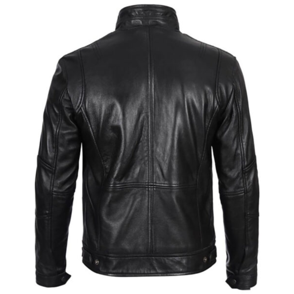 Men’s Cafe Racer Leather Black Jacket