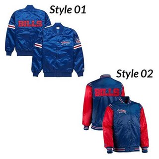 Mens Blue and Red 90's Buffalo Satin Starter Jacket – STYLO ZONE